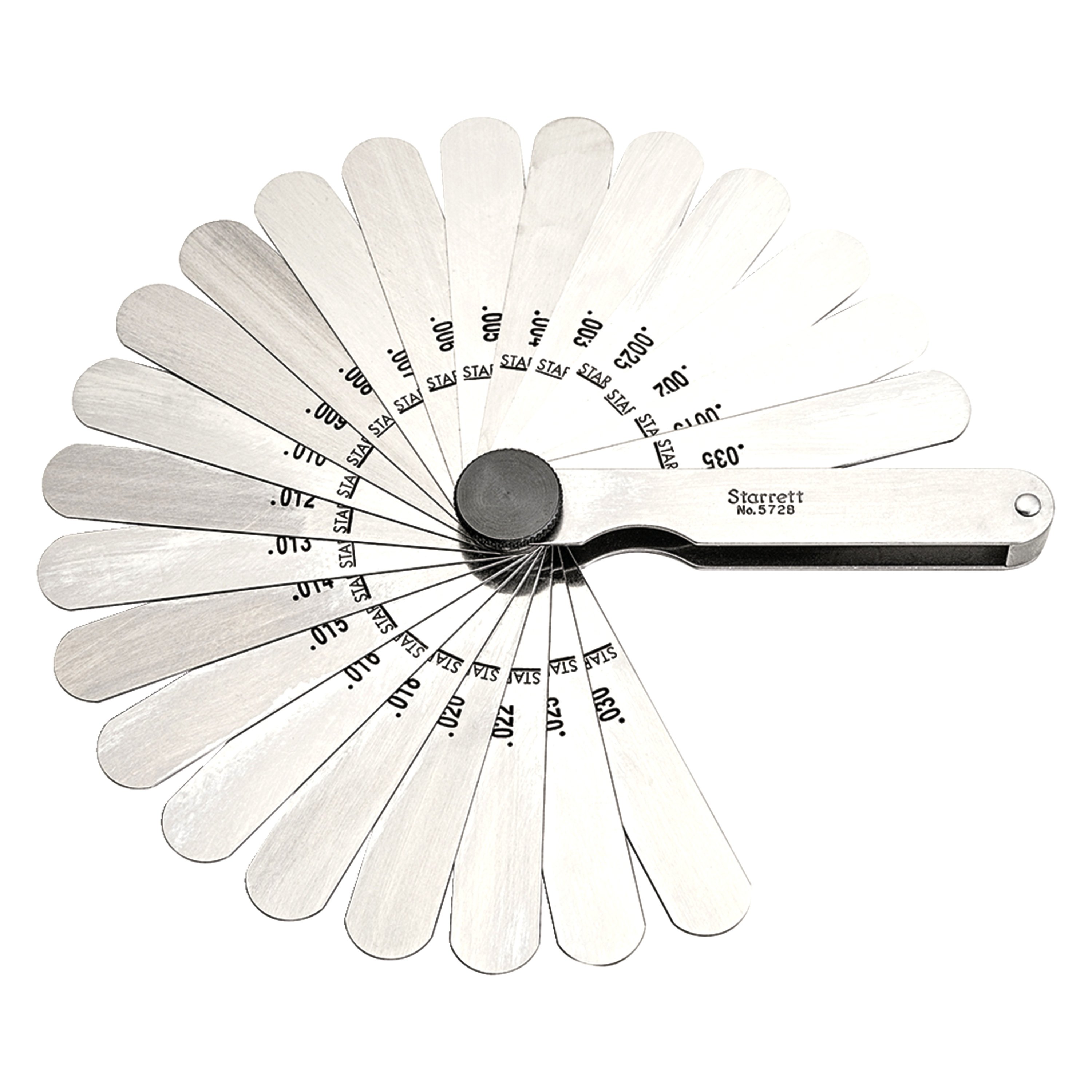 Starrett® 572B 572 Series™ 0.0015 to 0.035" SAE Steel Straight Feeler Gauge Set