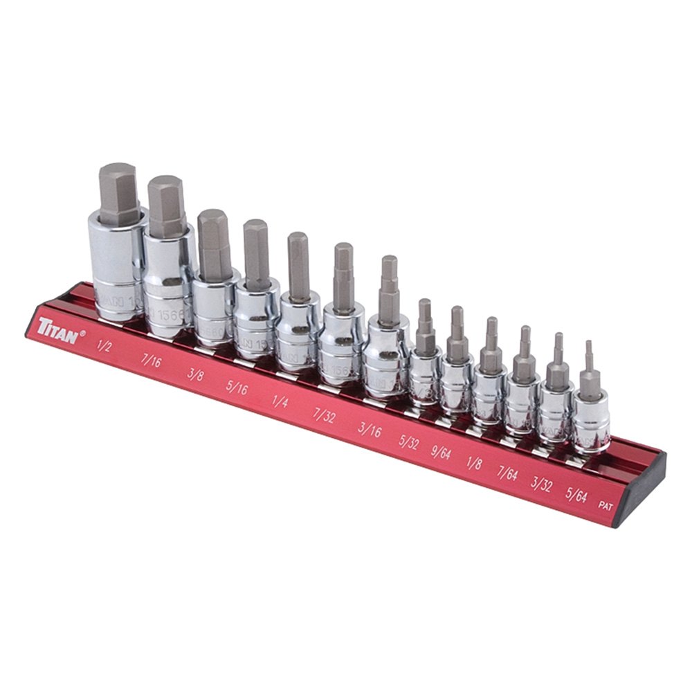 Titan Tools® 16123 Mixed Drive Size SAE Hex Bit Socket Set 13 Pieces