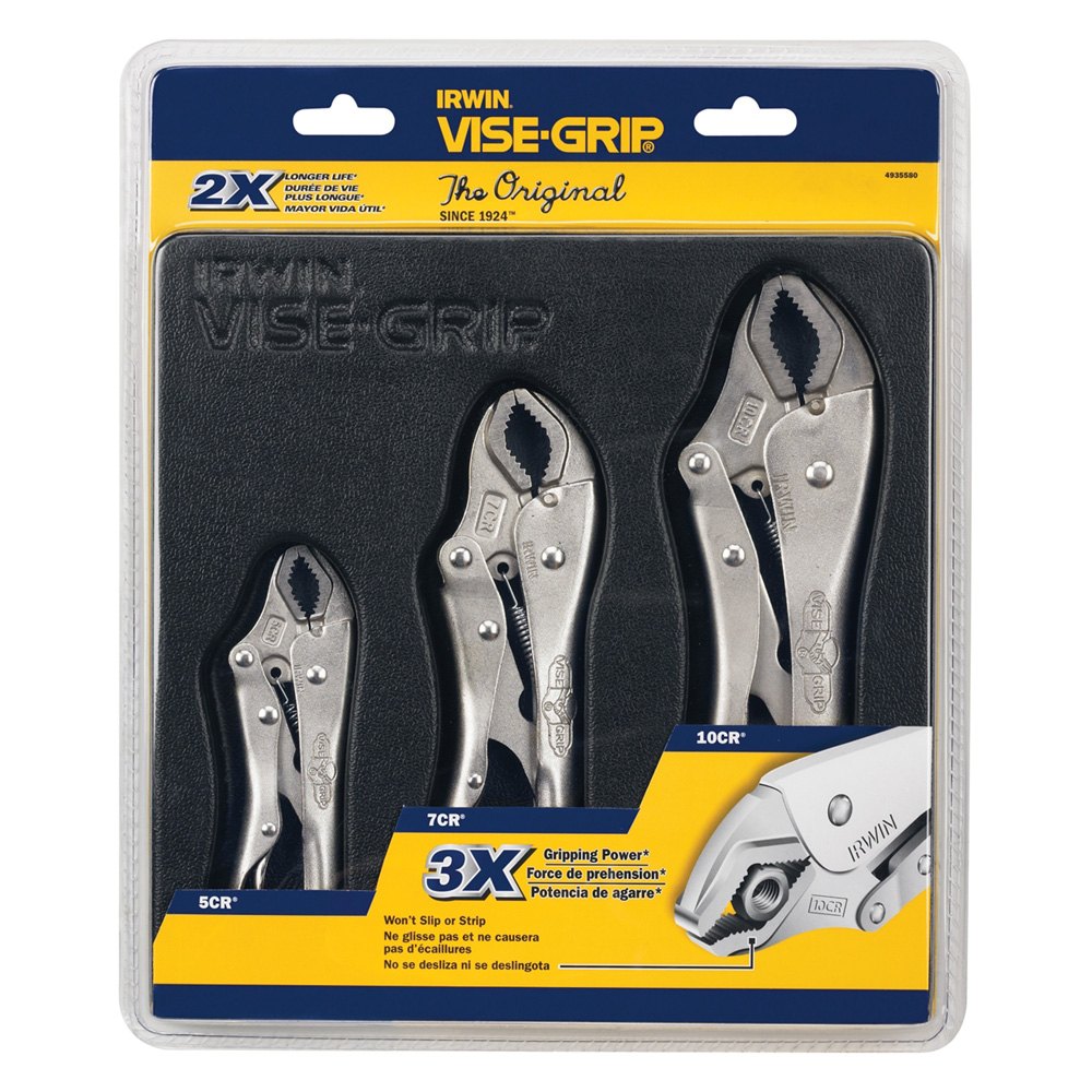 IRWIN® 4935580 ViseGrip™ The Original™ 3piece 5" to 10" Metal Handle VJaws Locking Pliers