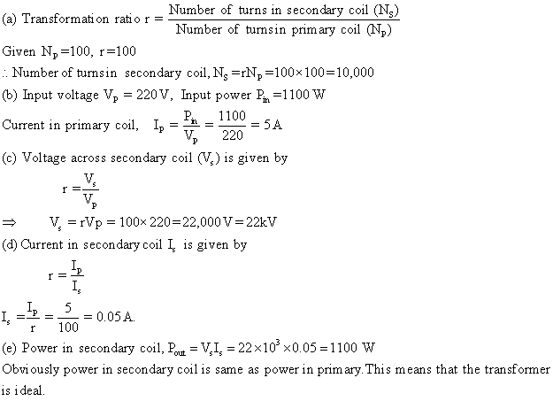 the primary coil of an ideal step up transformer has 100 turns and