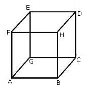 Write the name of 6 faces and 12 edges of the following cube. - me43y64ff