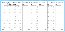 Column Addition Method - Year 3 Worksheets