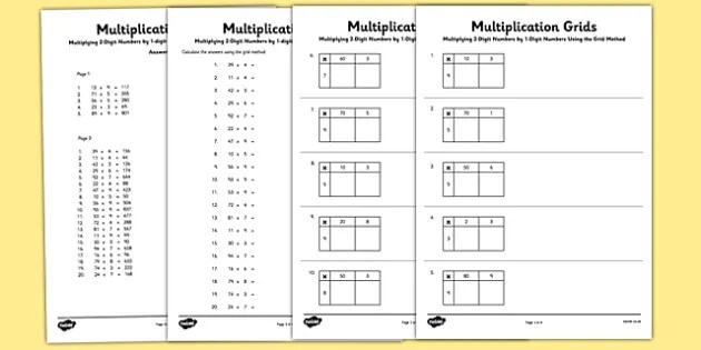 Primary Resources On Grid Method Multiplication
