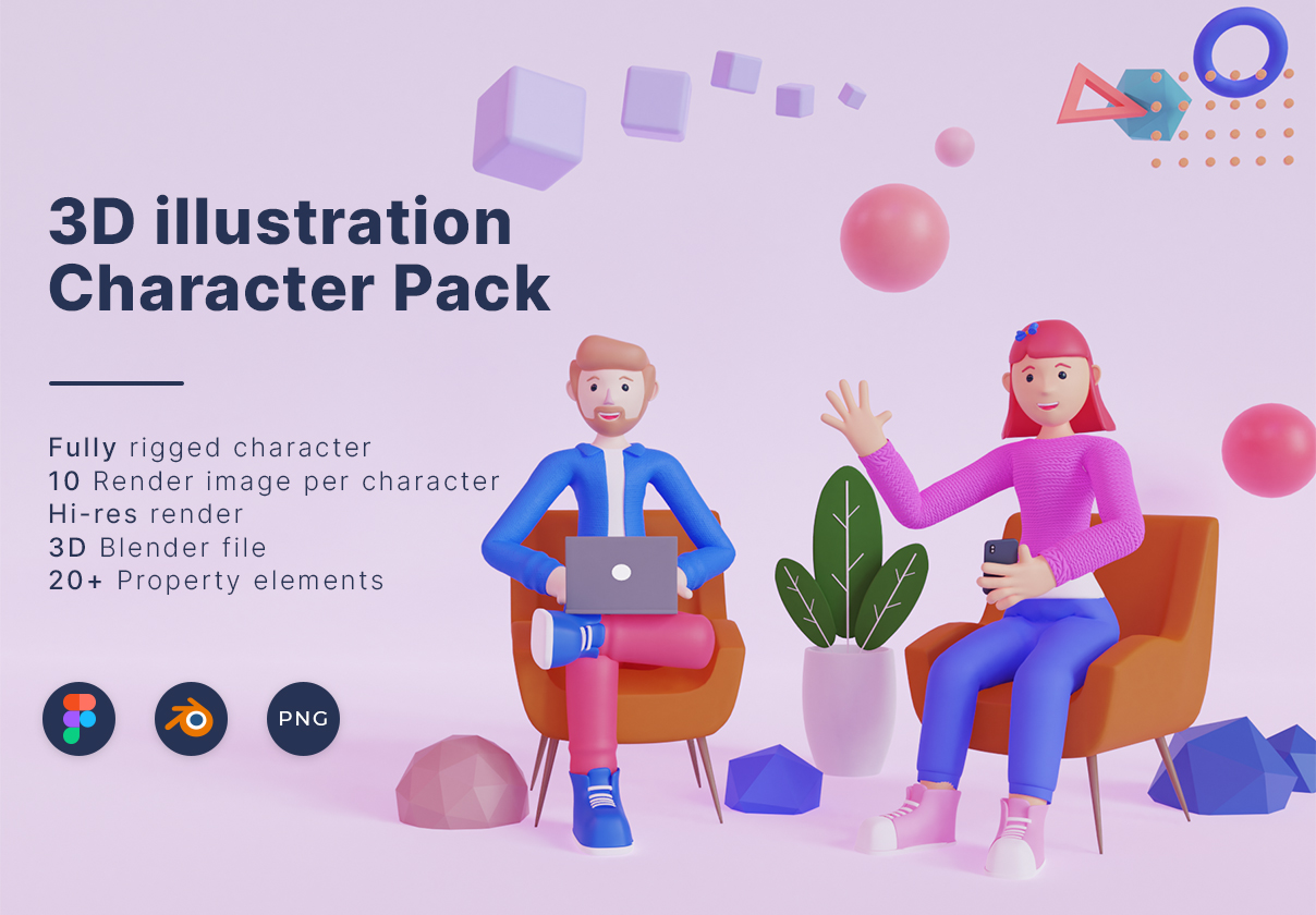 3D Illustration Character Pack — Figma Resources on UI8