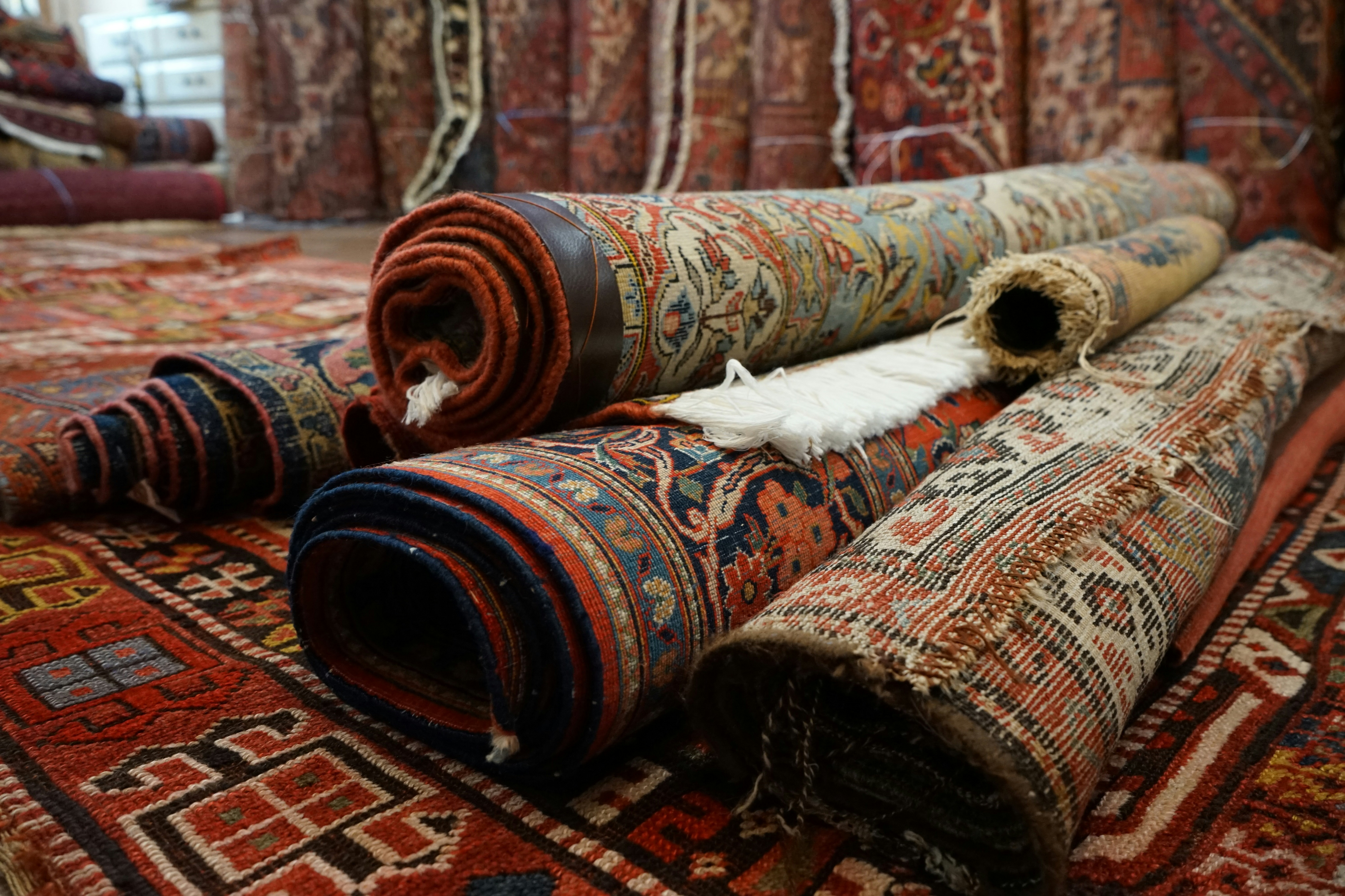 A pile of rugs laying on top of each other photo Free Vintage Image
