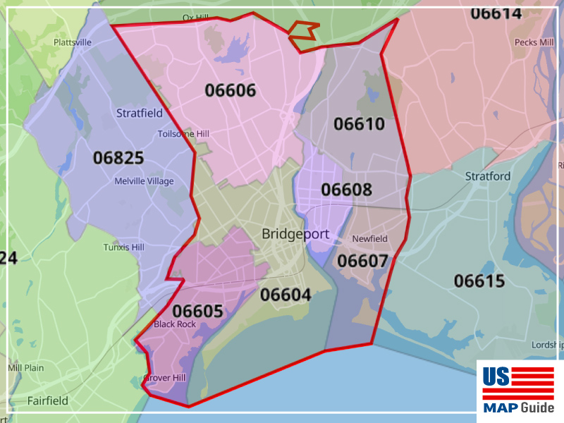 Bridgeport, CT Zip Code Map (6 Zip Codes) | US Map Guide