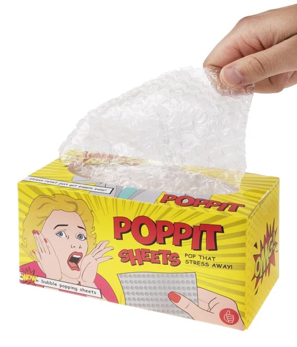 Bubble Wrap Tissues A box filled with the popular packing poppers