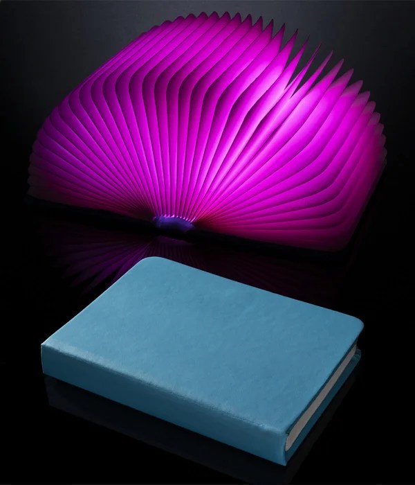 Folding Book Light A mood lamp that folds flat into a book.