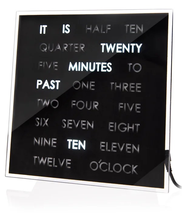 LED Word Clock Displays the time as text.