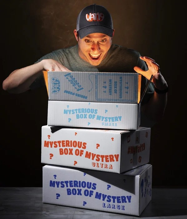 The Mysterious Box of Mystery Surprise curated selection of Vat19 goodies.