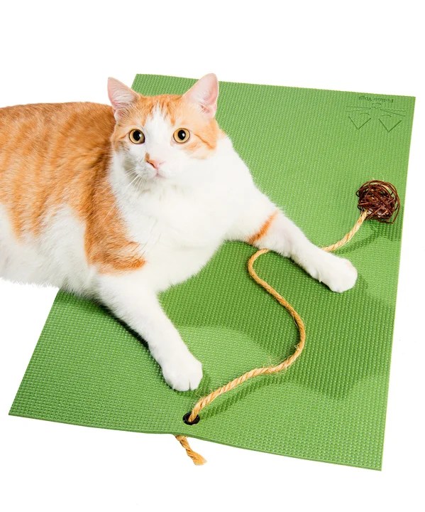 Feline Yogi Cat Yoga Mat Scratch Pad Mini yoga mat for feline play time.
