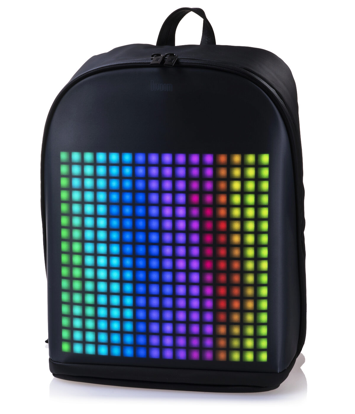 Pixelated Smart Backpack A knapsack with an integrated LED array.