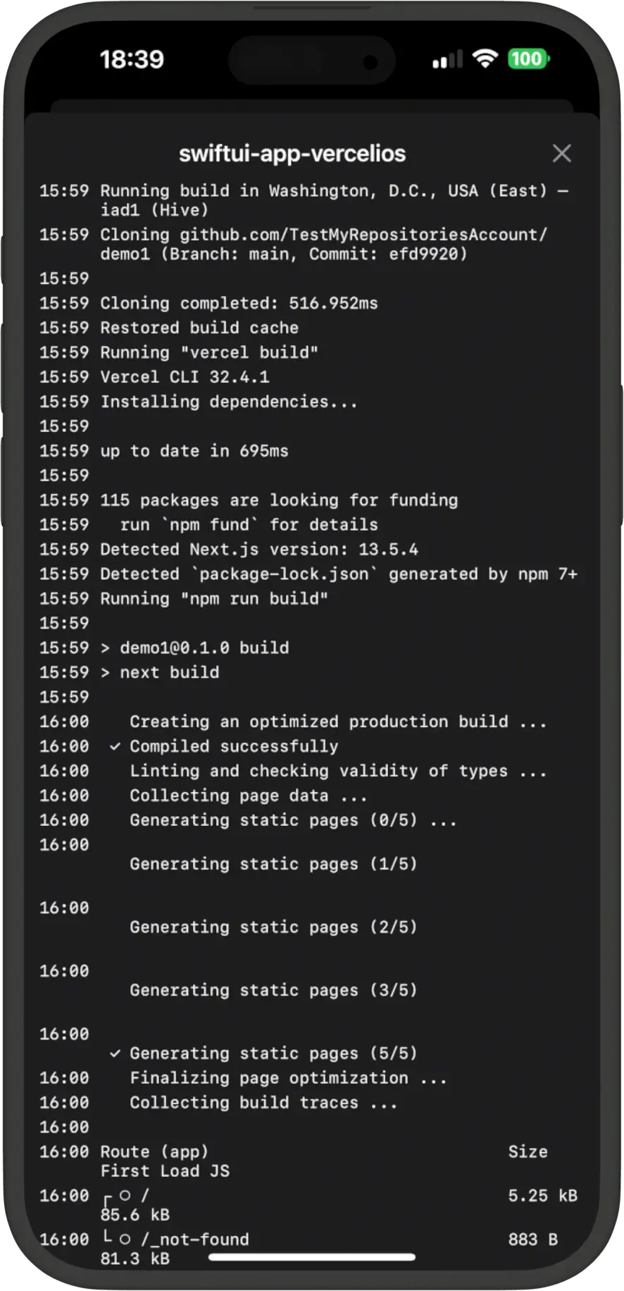 Vercelios Vercel App for iOS Deployment Management
