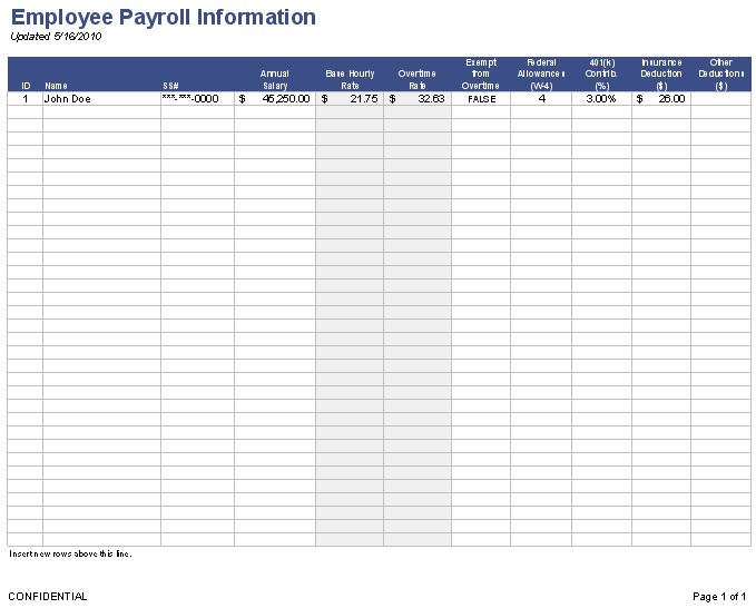 Payroll Template Free Employee Payroll Template for Excel