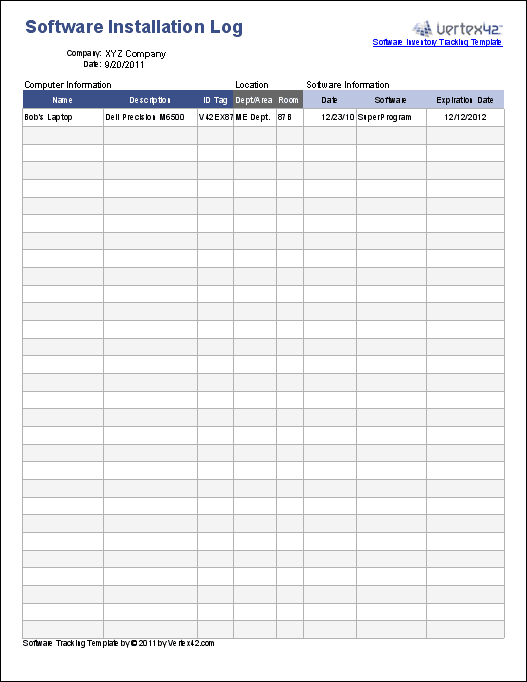 Free Software Inventory Tracking Template for Excel
