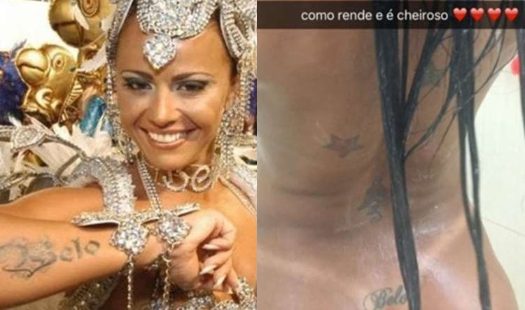 Gracyanne Barbosa mostra detalhe de tatuagem para Belo no cóccix Gracyane Barbosa e outros famosos que já fizeram tatuagem por amor