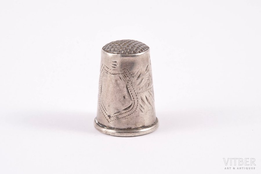 Thimble, silver, 84 standard, 3.45 g, engraving, h 2.2 cm, 19081917