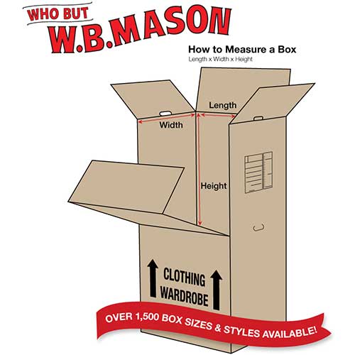 W.B. Mason Co. Wardrobe Boxes, 24" x 20" x 46", Brown, 5/BL WB Mason