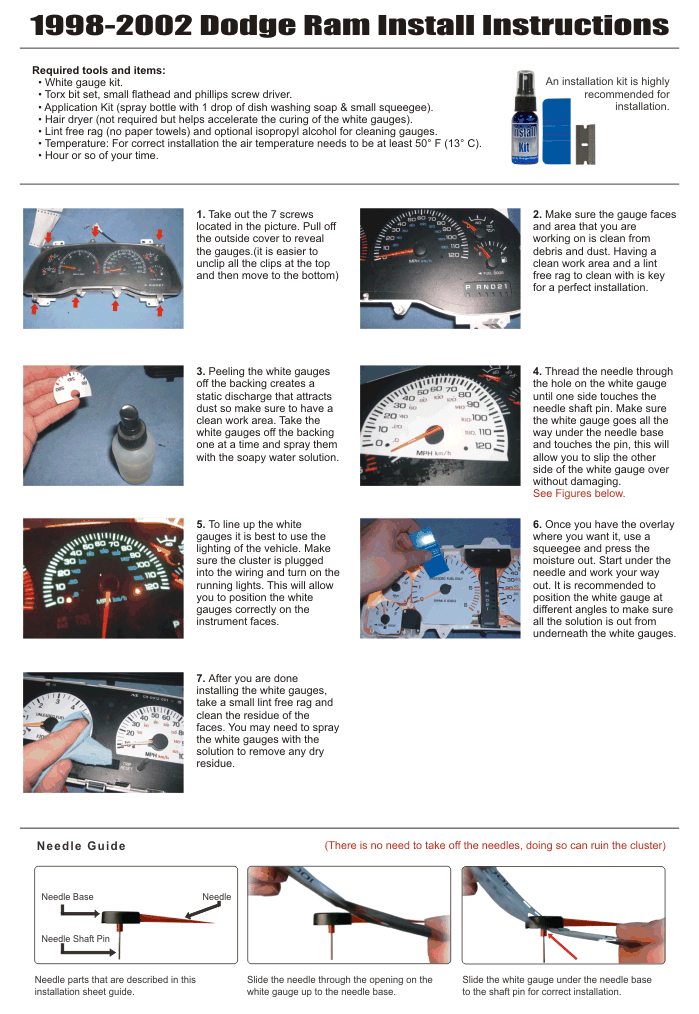 Buy 19992002 Dodge Ram Diesel Cummins Dash Cluster White Face Gauges