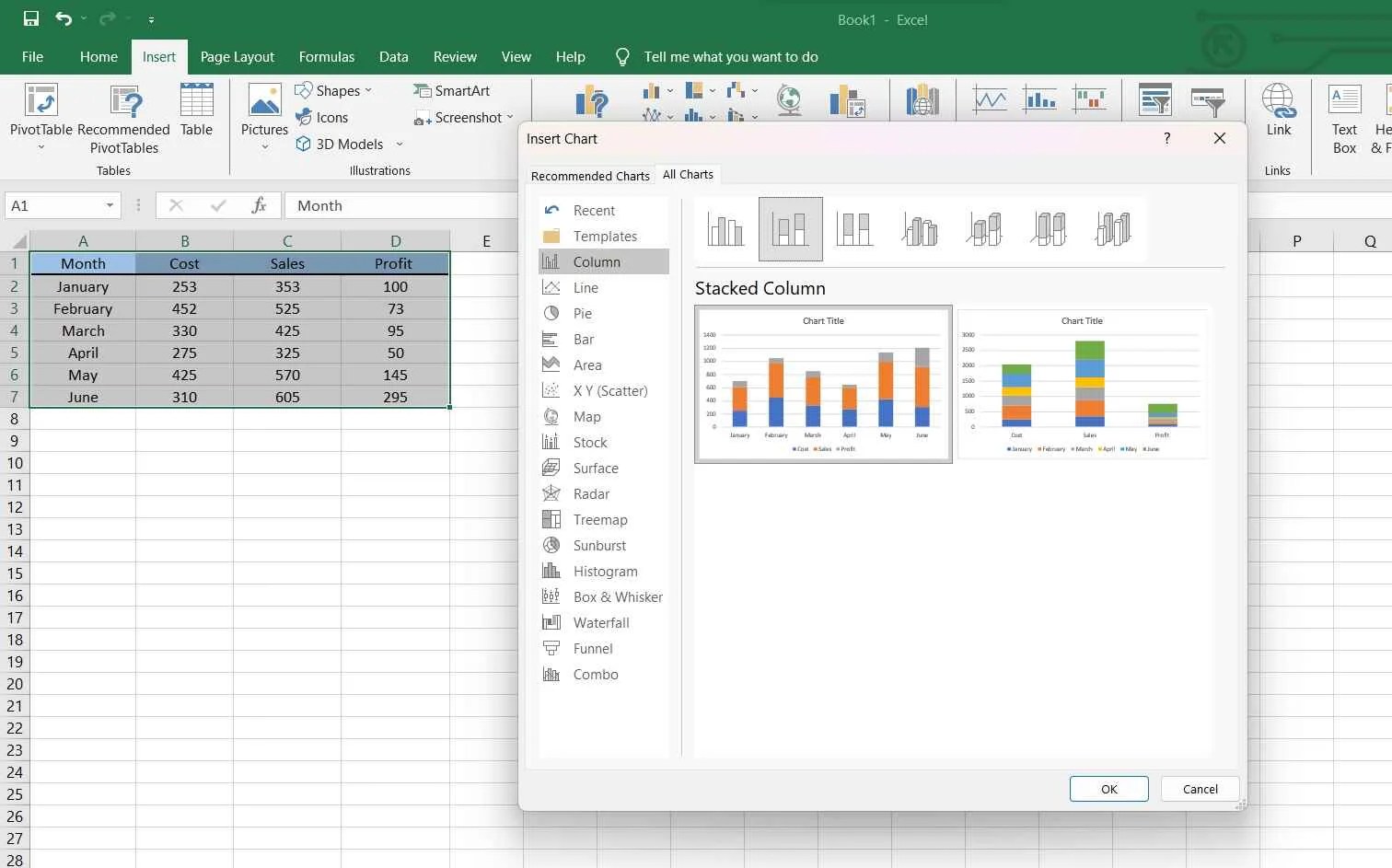 How to Create a Stacked Bar Chart in Excel With 3 Variables