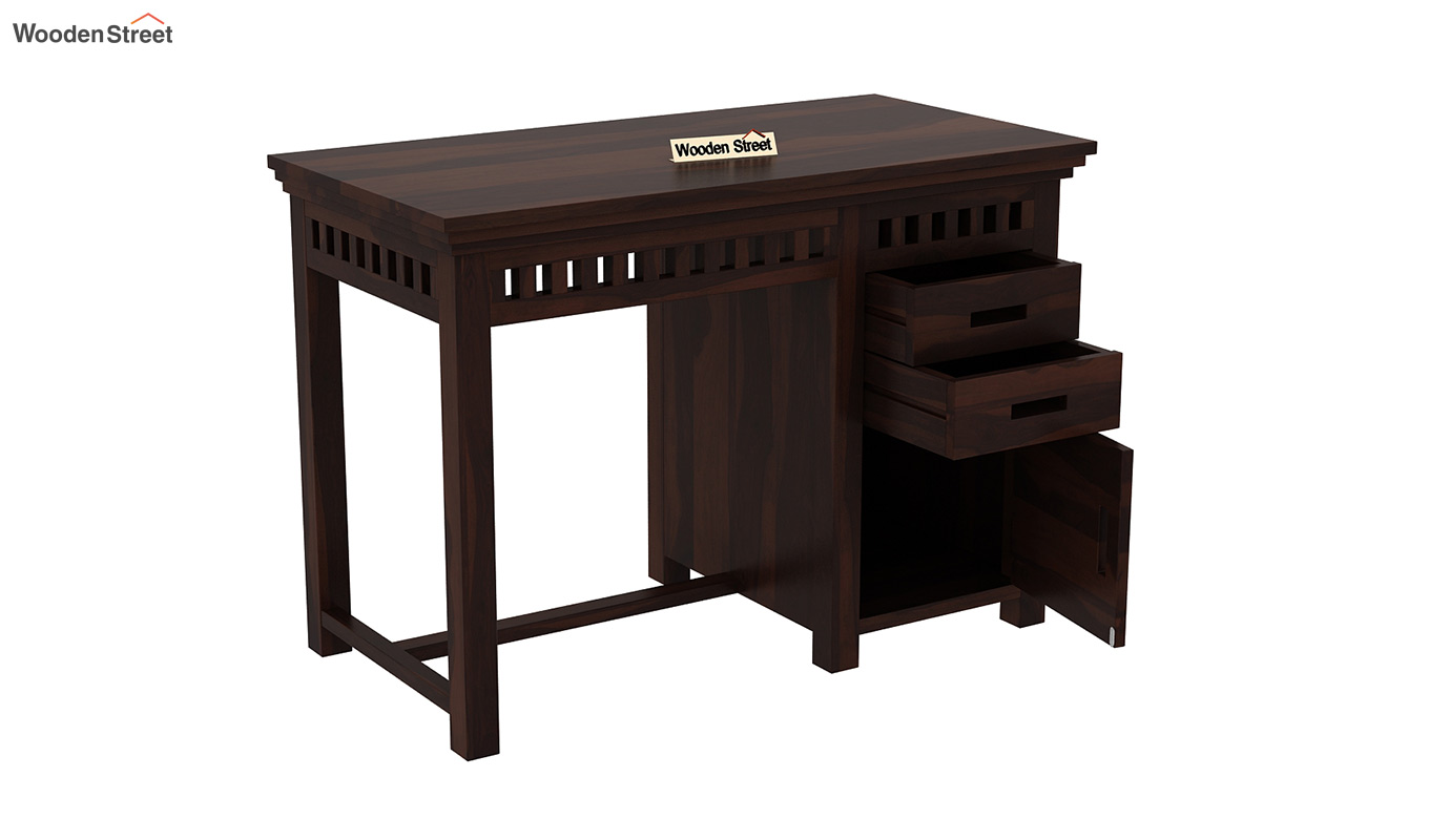 Buy Adolph Study Table with Pull Out Drawers and (Walnut Finish