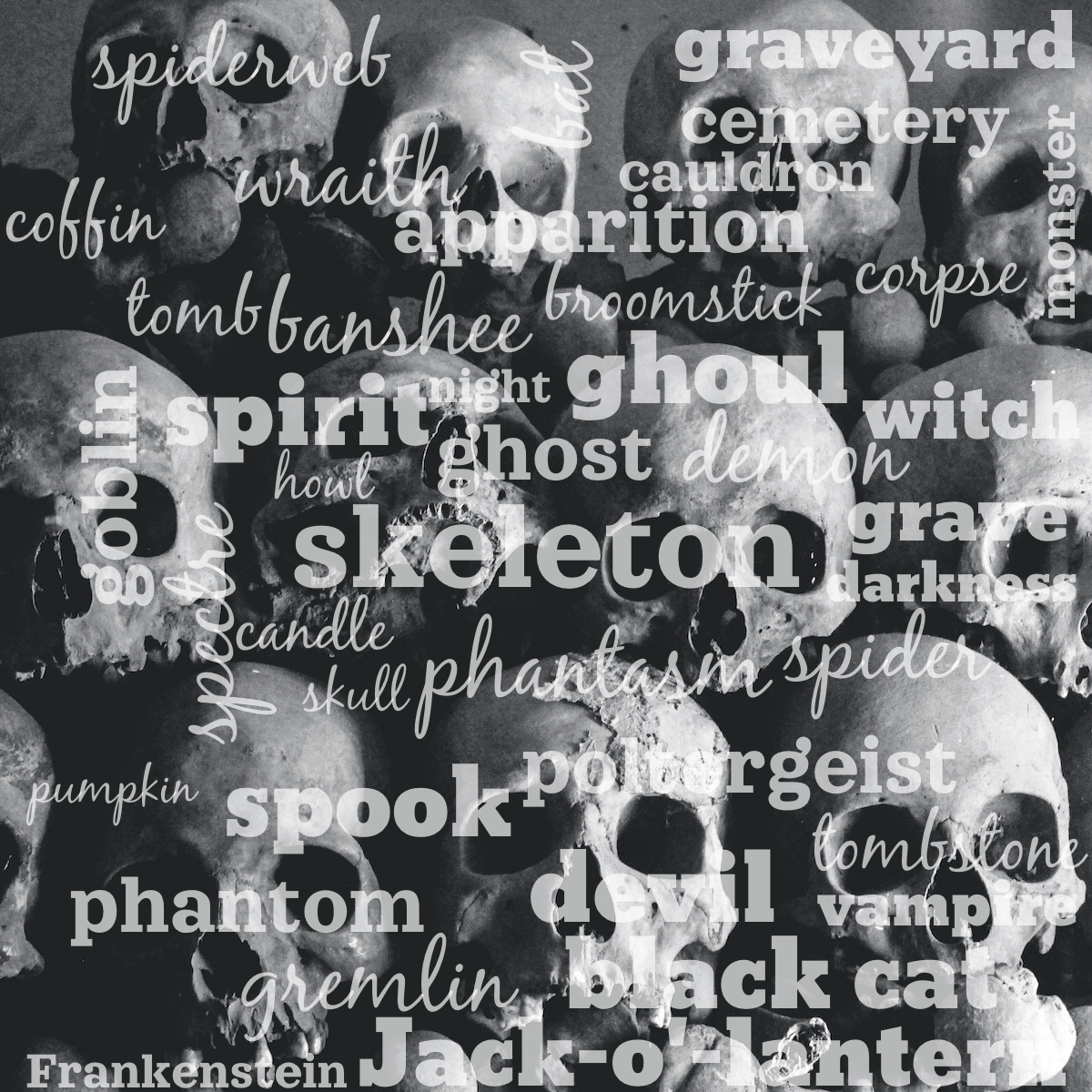 Halloween Words Nouns 🧛 A Word Cloud WordCloud.app