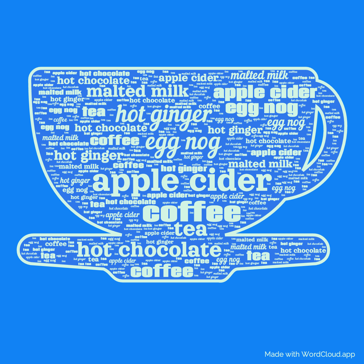 Hot drinks A Word Cloud WordCloud.app