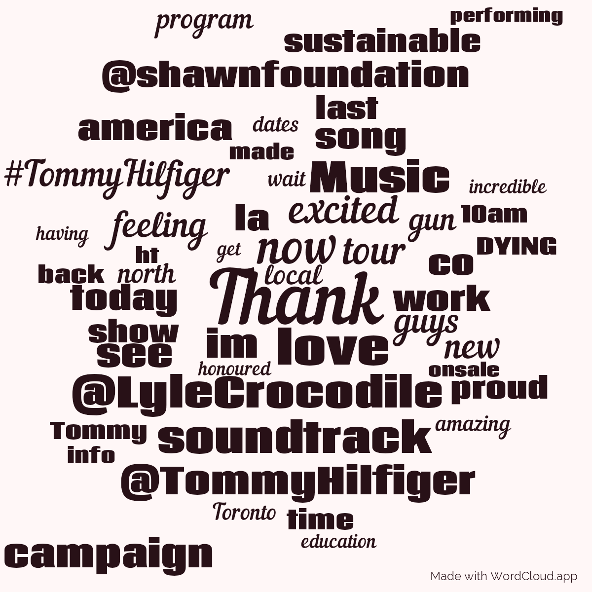 Shawn Mendes on Twitter A Word Cloud WordCloud.app