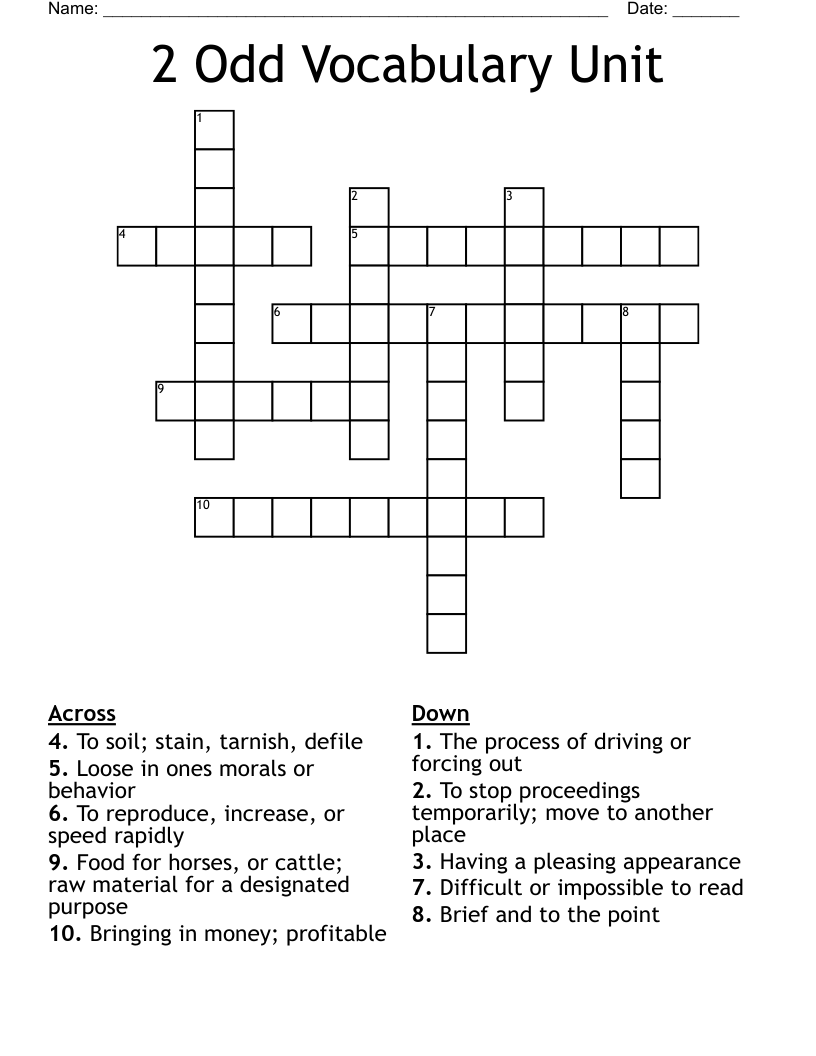 Vocabulary Review 3 Crossword WordMint