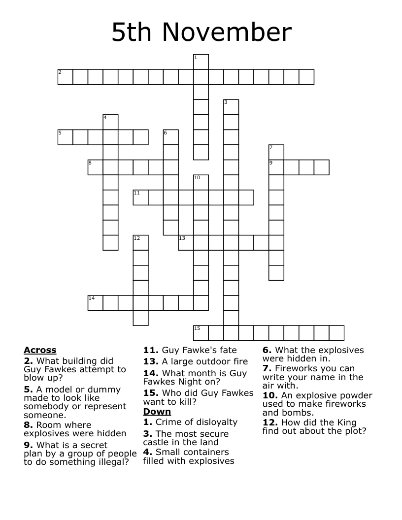 5th November Crossword WordMint