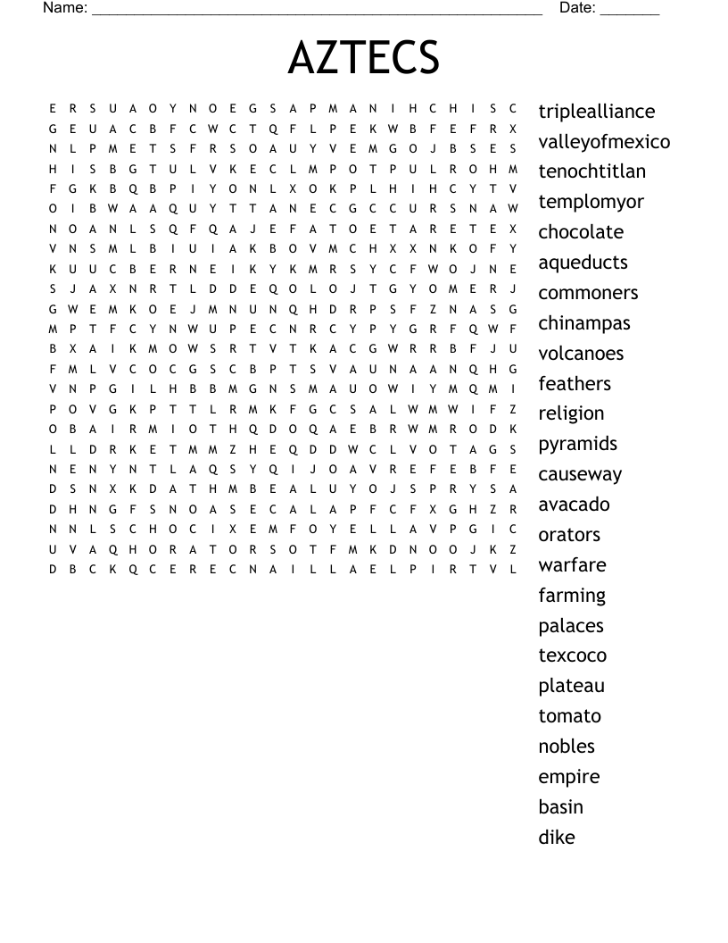 AZTECS Word Search WordMint