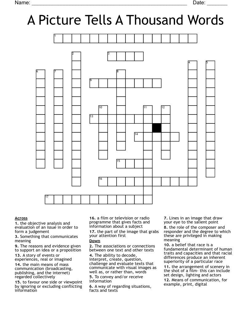 A Picture Tells A Thousand Words Crossword WordMint