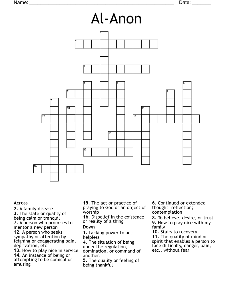AlAnon Crossword WordMint