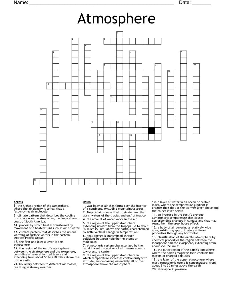 Atmosphere Crossword WordMint
