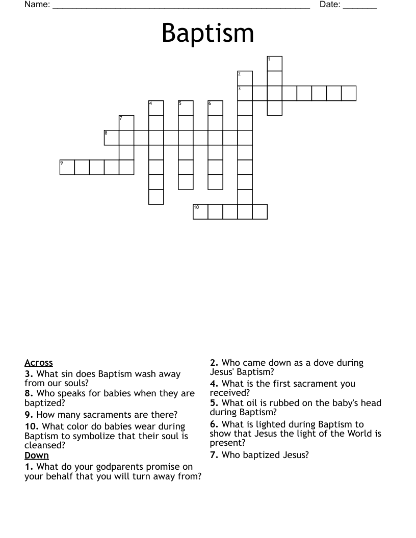 Baptism Crossword WordMint