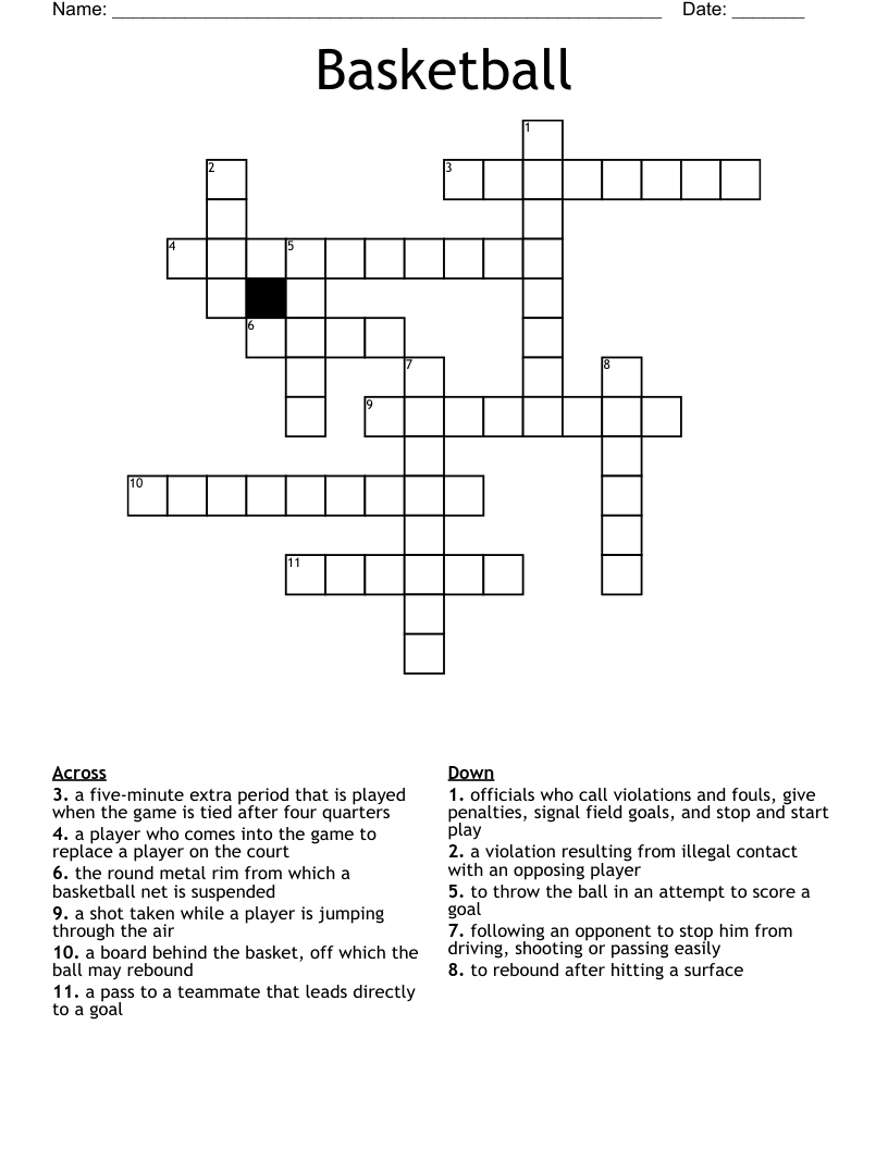 Basketball Terms Crossword WordMint