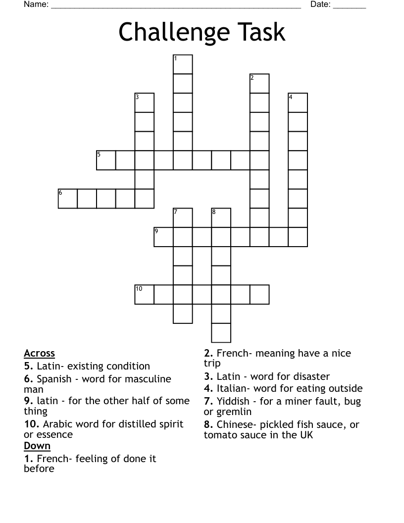 Challenge Task Crossword WordMint