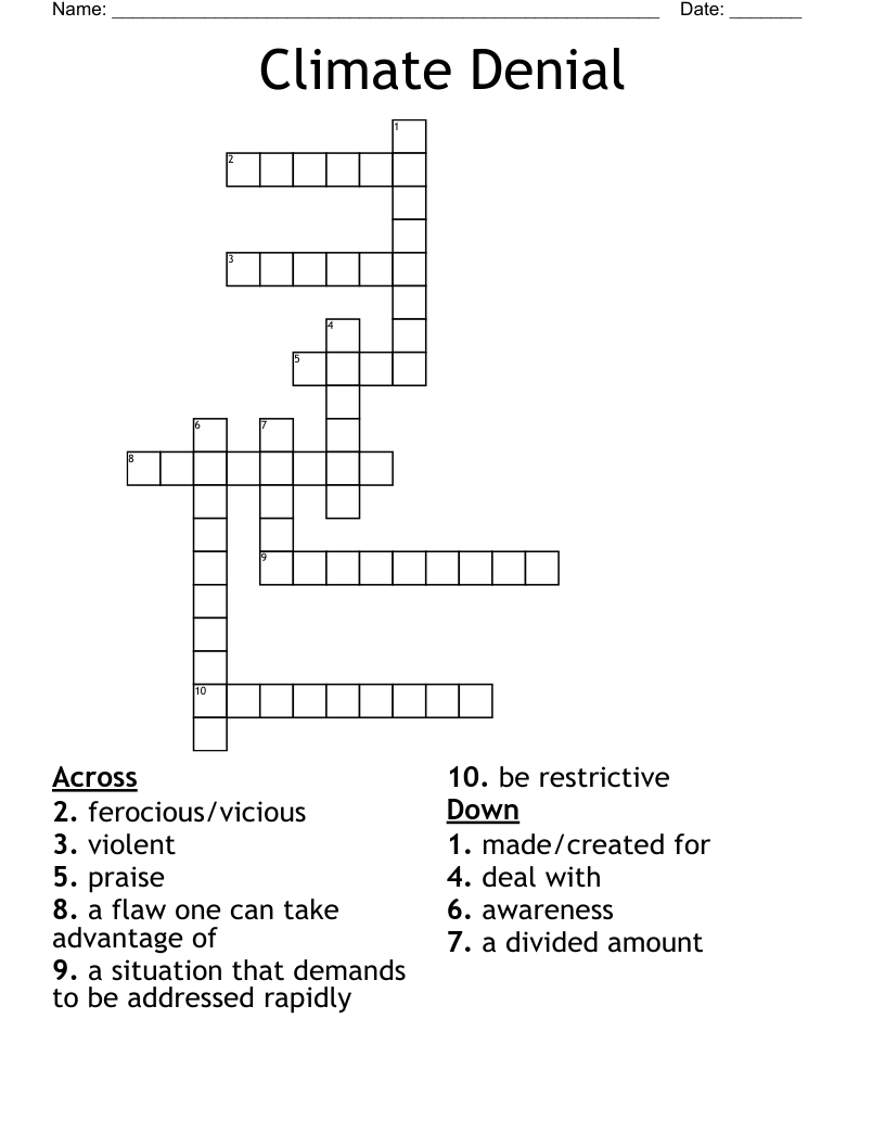 Climate Denial Crossword WordMint