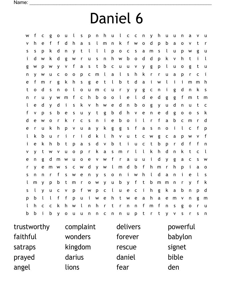 Daniel 6 Word Search WordMint