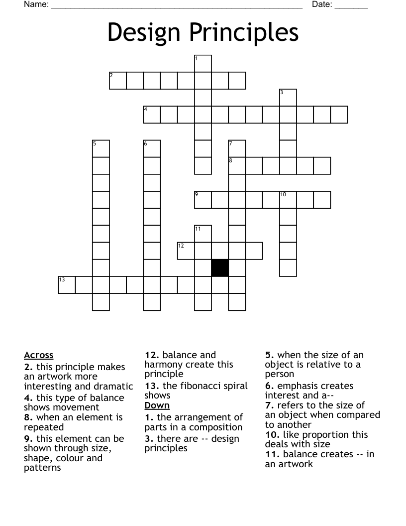 Design Principles Crossword WordMint