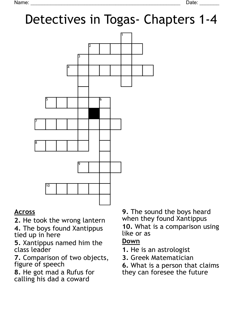 Detectives in Togas Chapters 14 Crossword WordMint