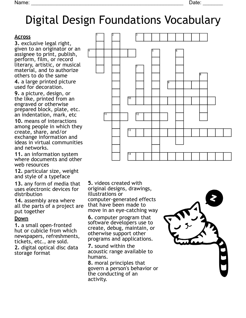 Digital Design Foundations Vocabulary Crossword WordMint