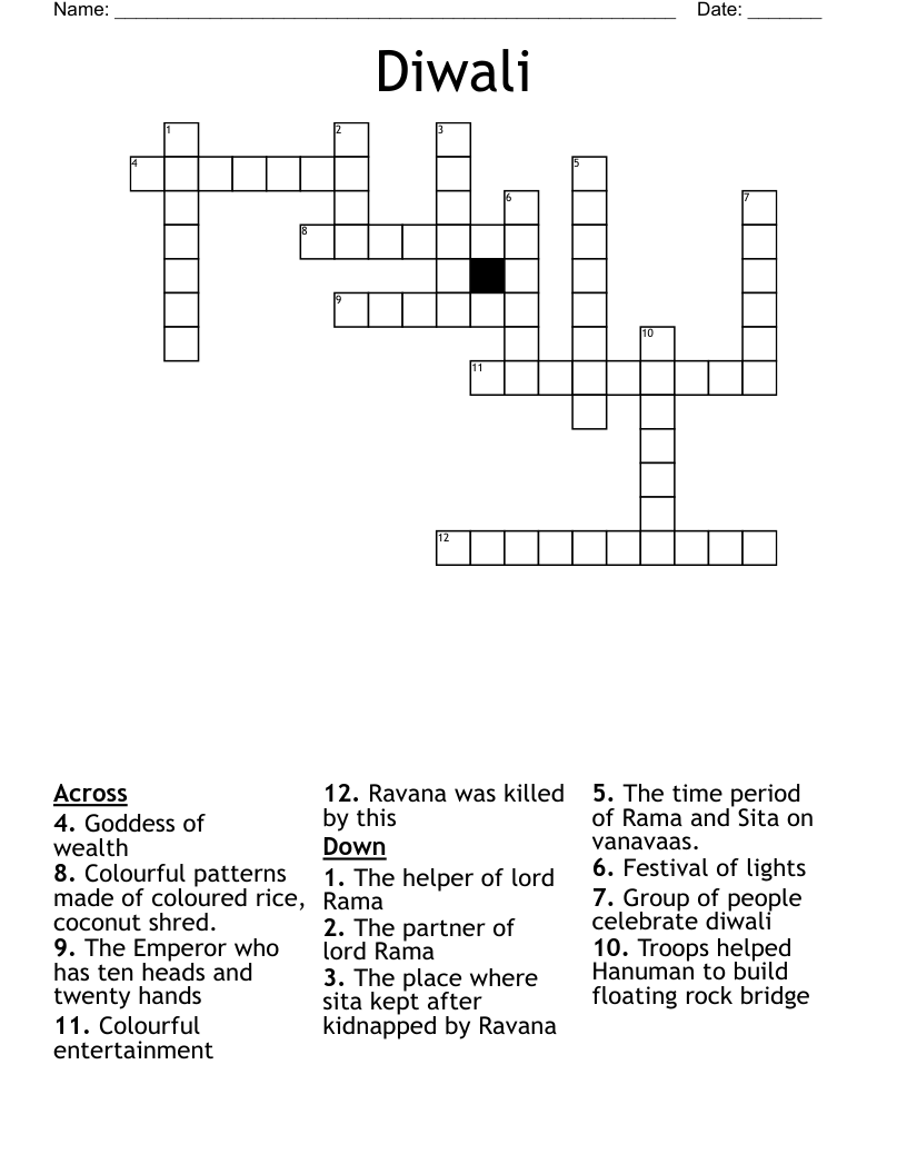 Diwali Decorations Crossword at John Blessing blog