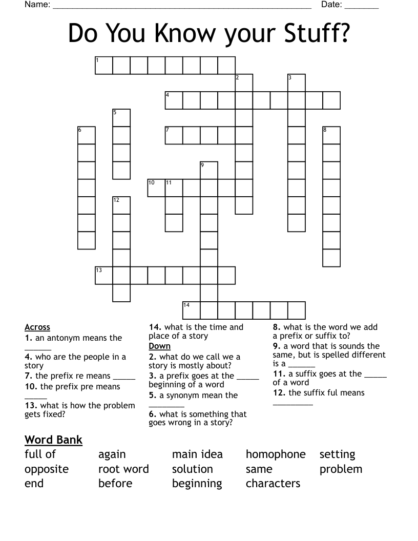 Grade 5 English Crossword WordMint