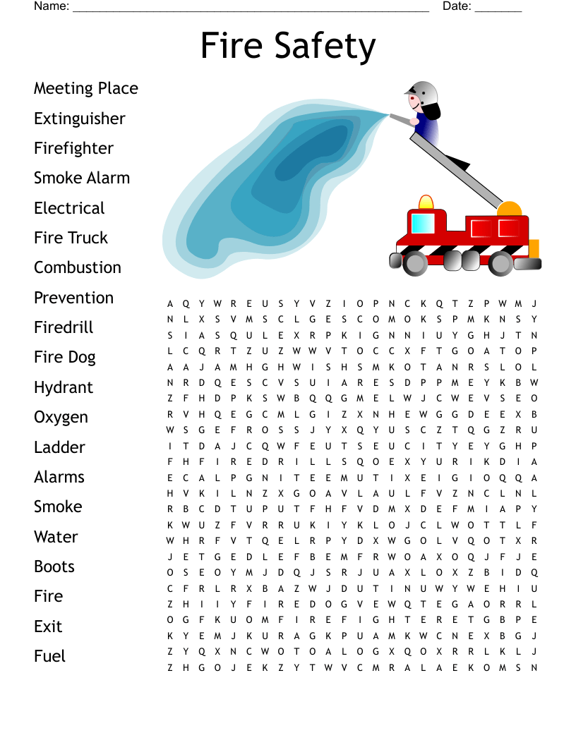 Free Printable Fire Safety Word Search at Dylan Mcmahon blog