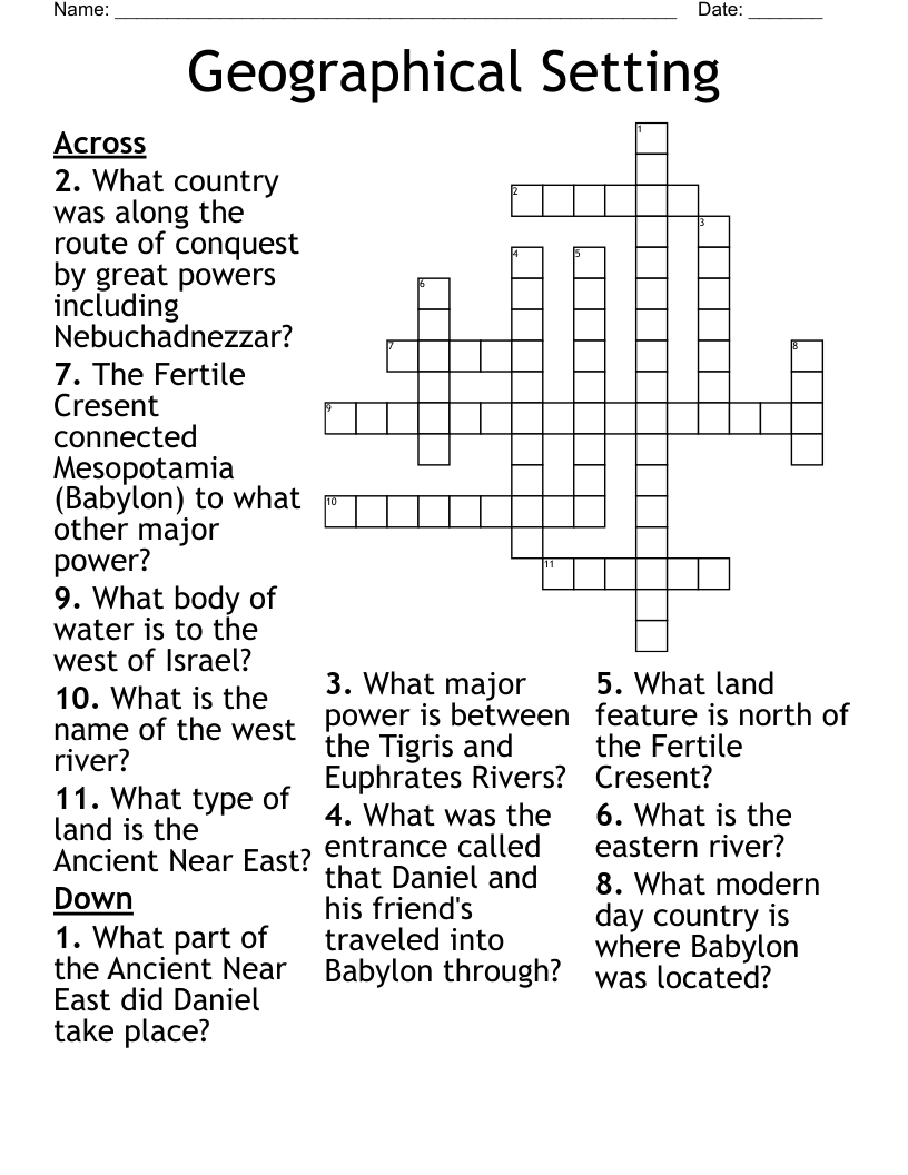 Geographical Setting Crossword WordMint