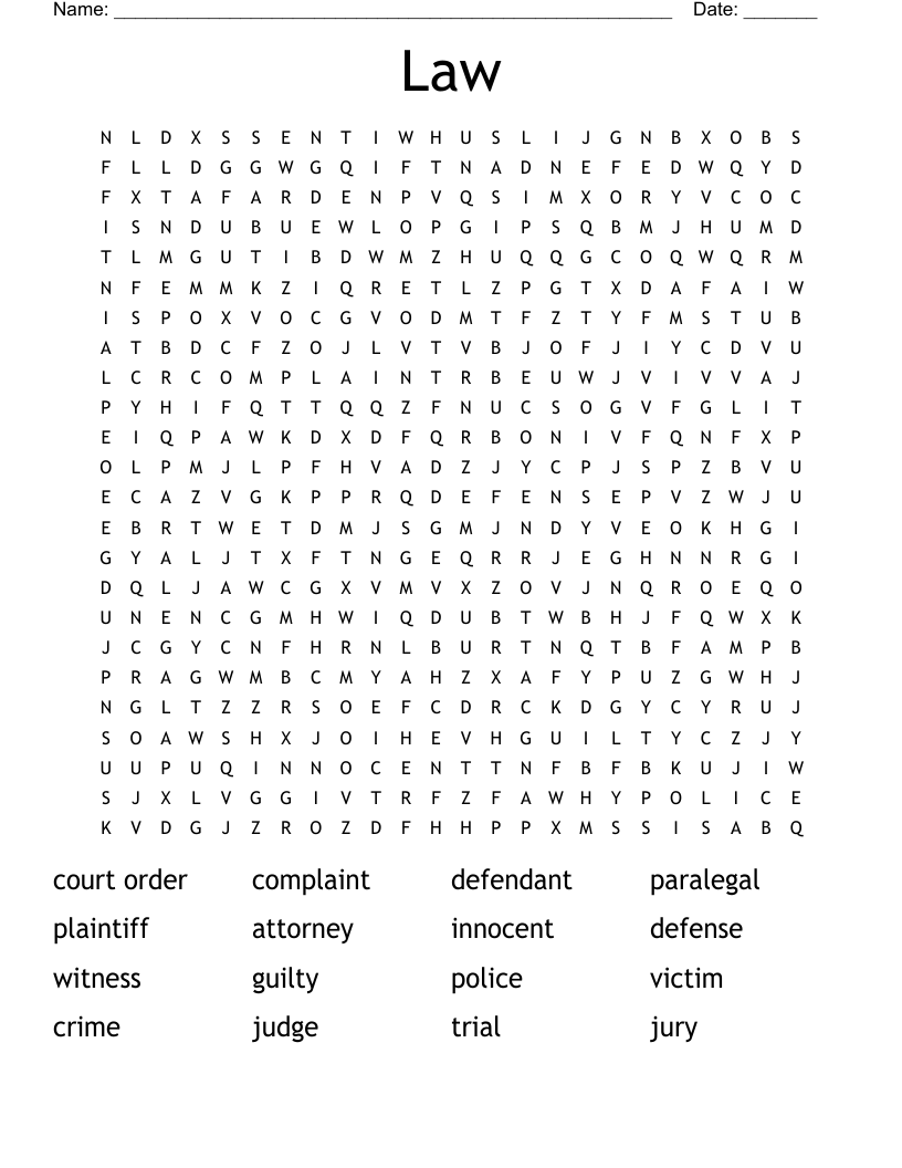 Law Word Search WordMint