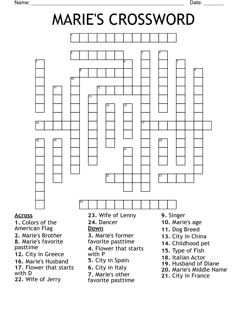 MARIE'S CROSSWORD WordMint