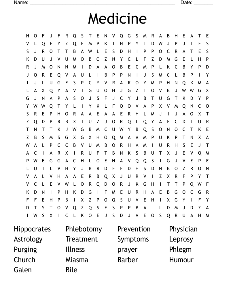 Medicine Word Search WordMint