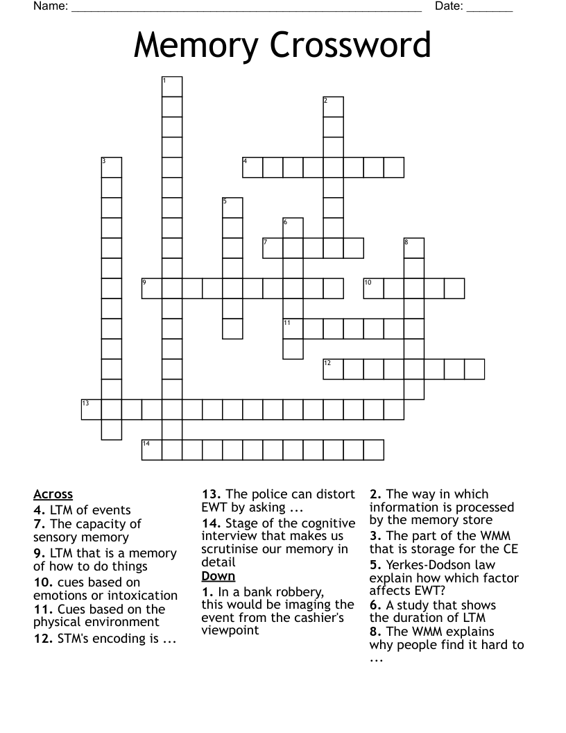 Memory Crossword WordMint